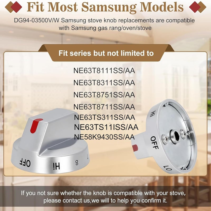 Casmer DG94-03500a/z for Samsung knob, DG94-03500V DG94-03500W Knob for Samsung Electric Stove Oven Knob Replacement, Compatible with NE63T8111SS/AA NE63T8311SS/AA NE63T8751SS/AA - Image 2
